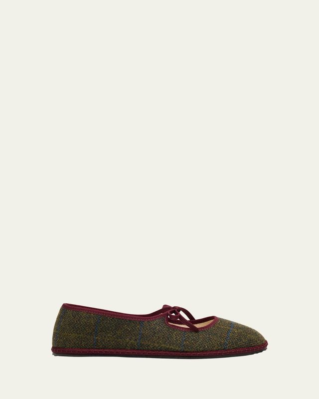 Brigitte Wool-Blend Tweed Mary Jane Flats